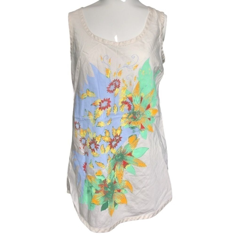 NY& Co ivory tank top with floral print size XS